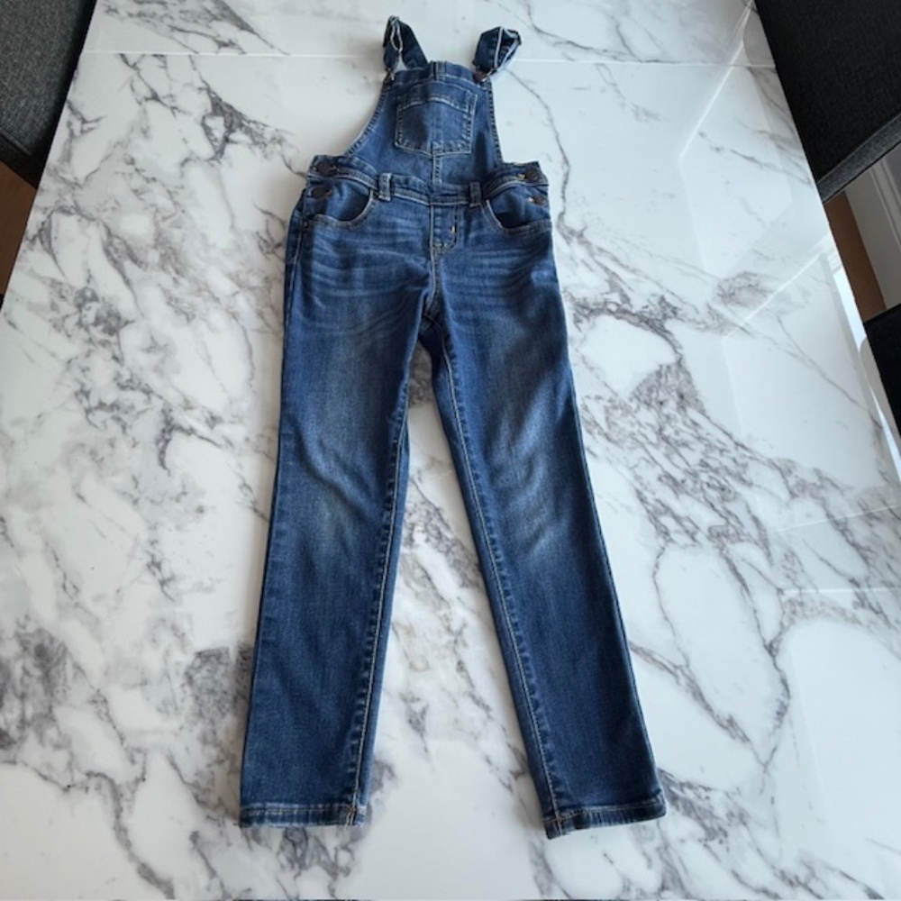 C&J Denim Super Stretch Bib Overalls Blue Denim Girls Size 6-6X Small